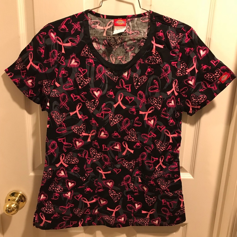 Dickies Breast Cancer Scrub Top. Size: S